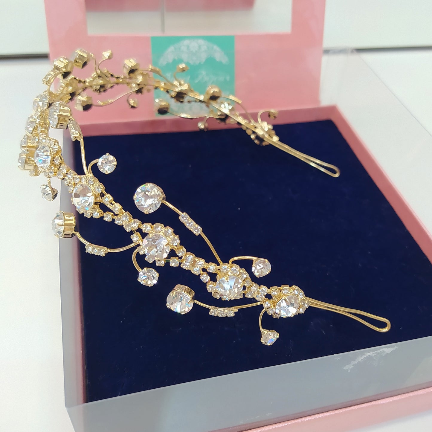 Tiara de noiva com cristais dourada 17B949B