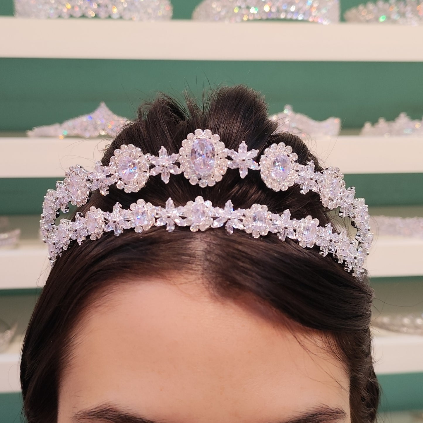 Tiara dupla de zircônia 202397E