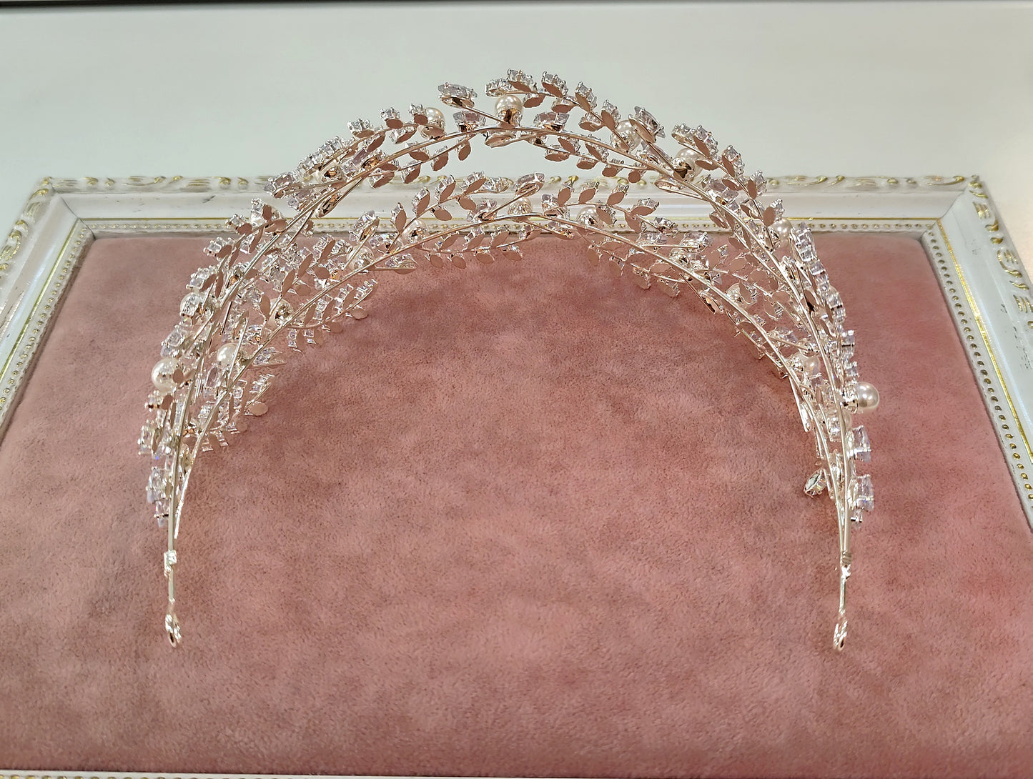 Tiara dupla de zircônia com pérola 2031571