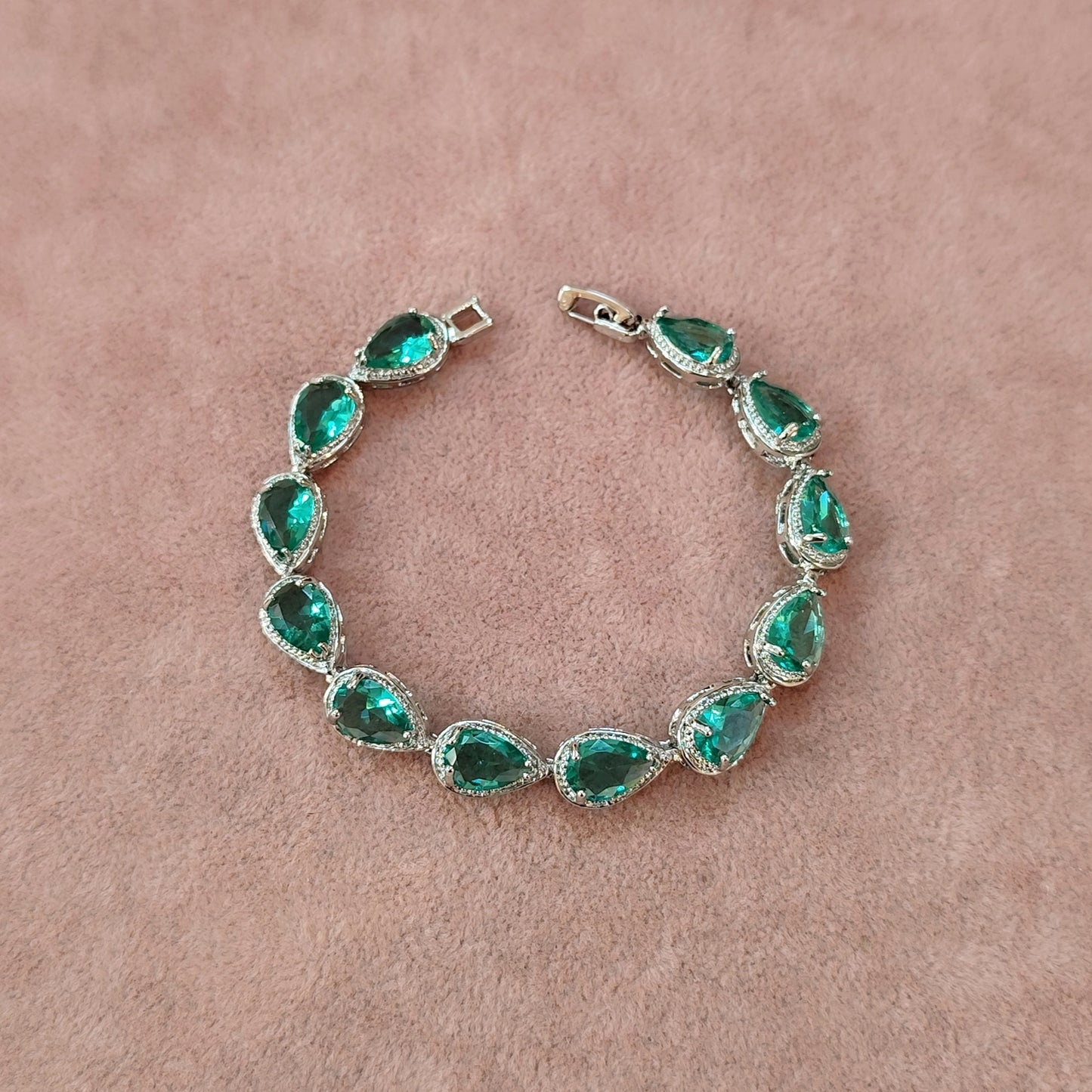 Pulseira gota de zircônia verde turmalina 207F6D8
