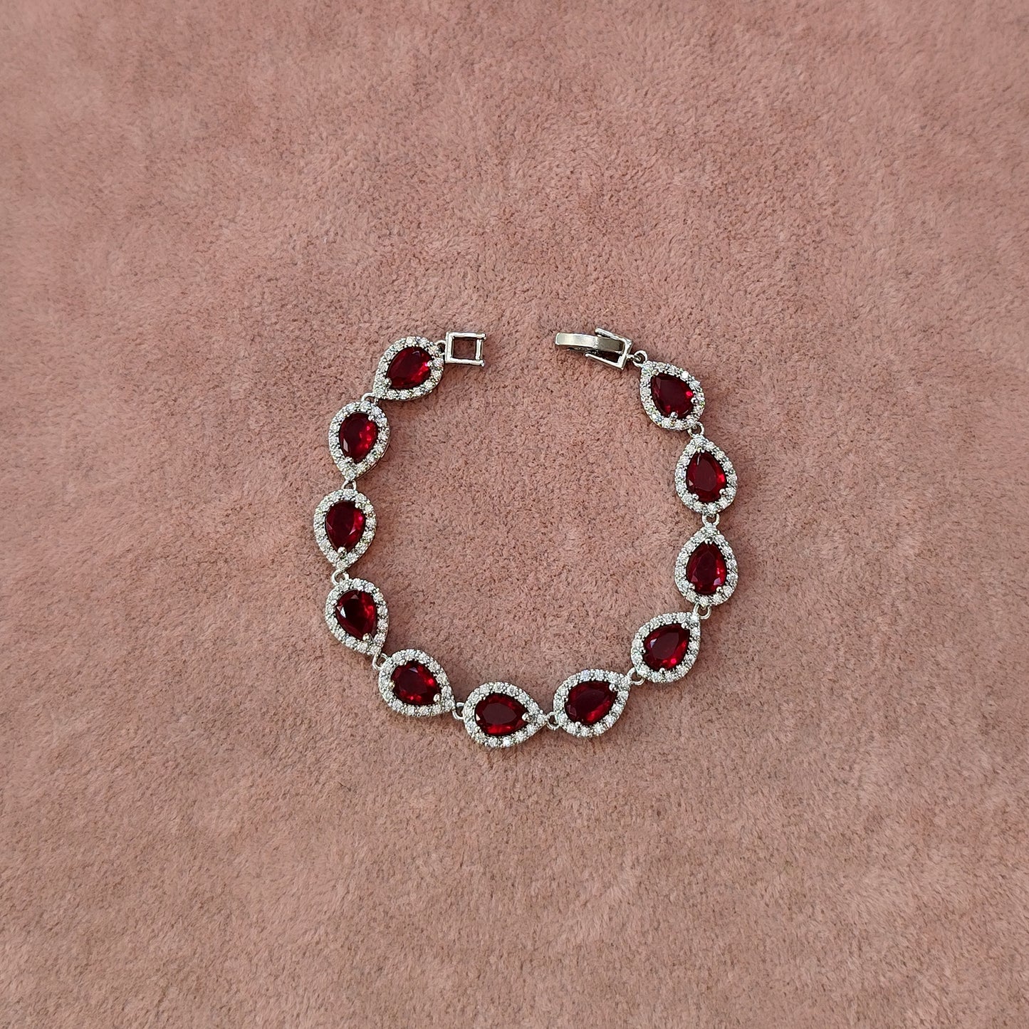 Pulseira gota de zircônia vermelha 2083294