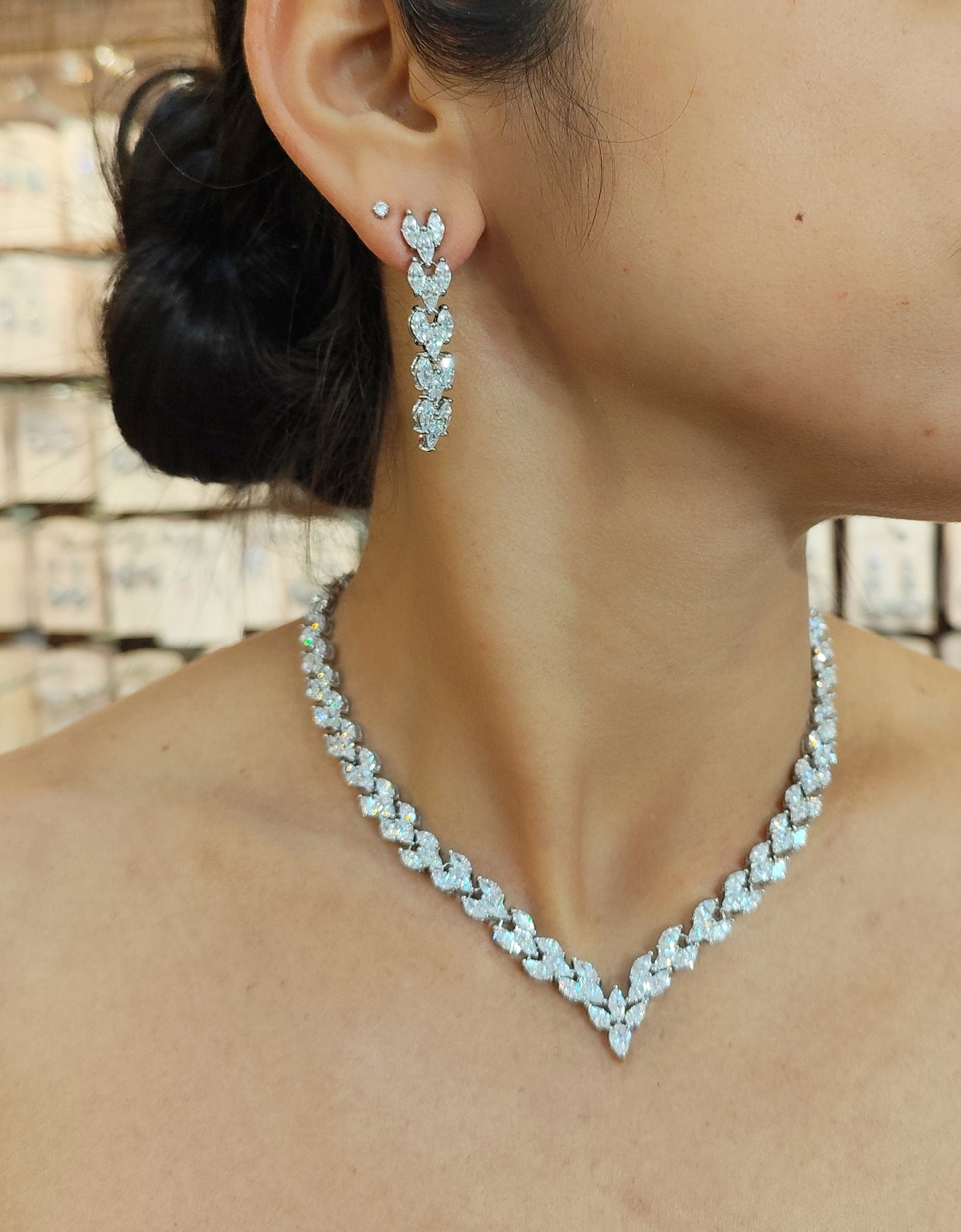 Conjunto brinco e colar de zircônia 137C46F