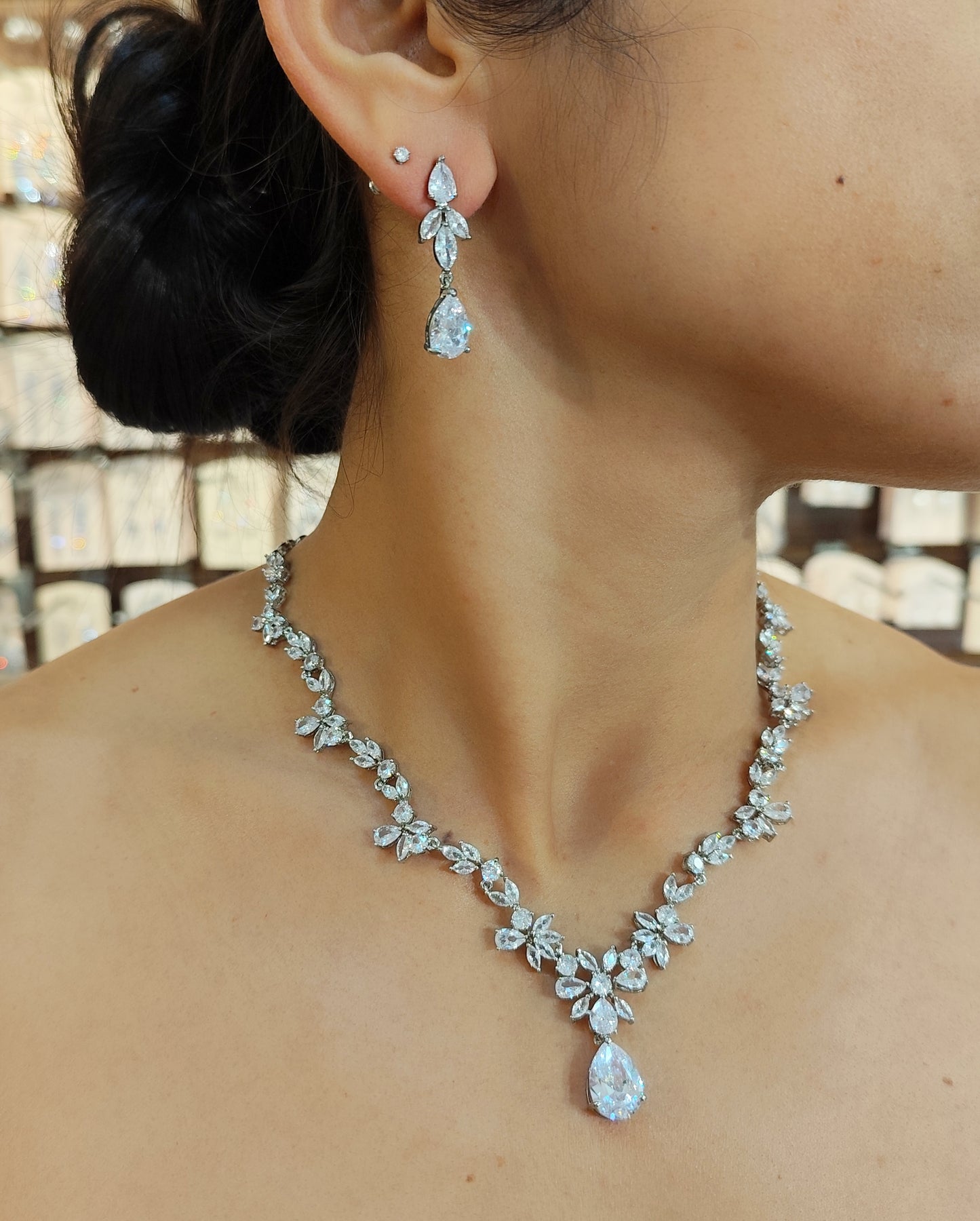Conjunto Colar e Brinco de Zircônia 2073427