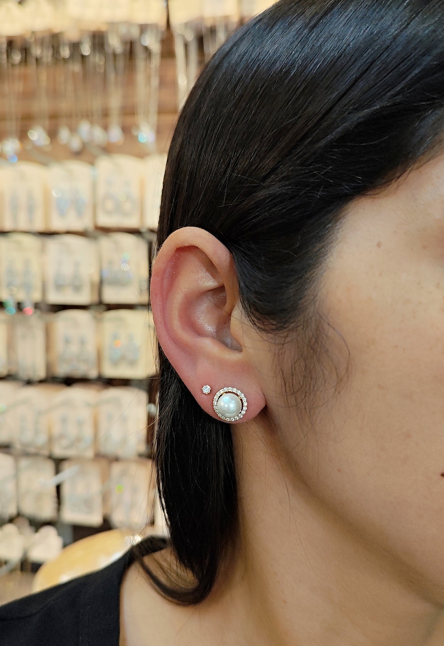 Brinco de pérola com zircônia G 20AC1D2