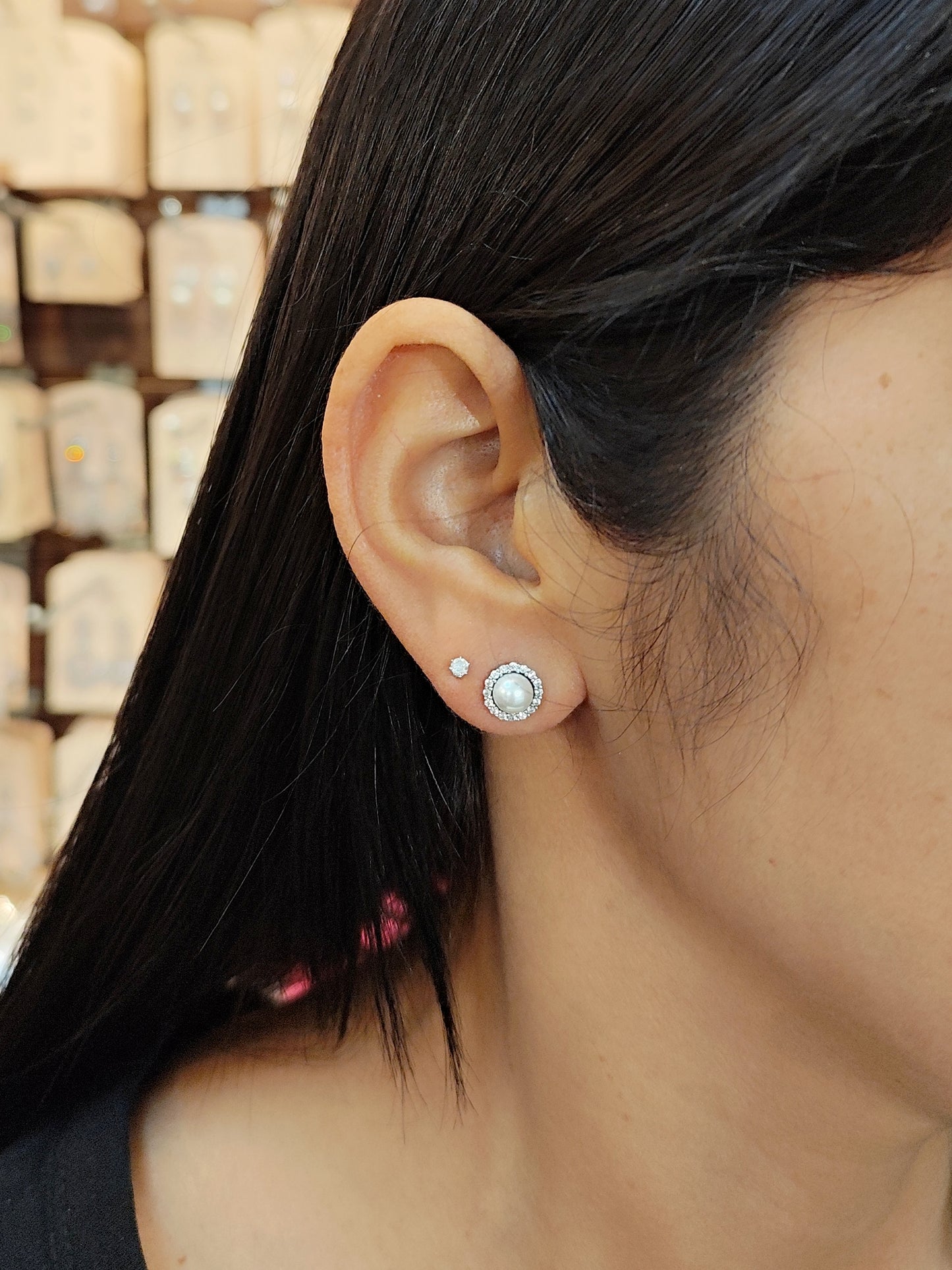 Brinco de pérola com zirccônia M 20AAD89