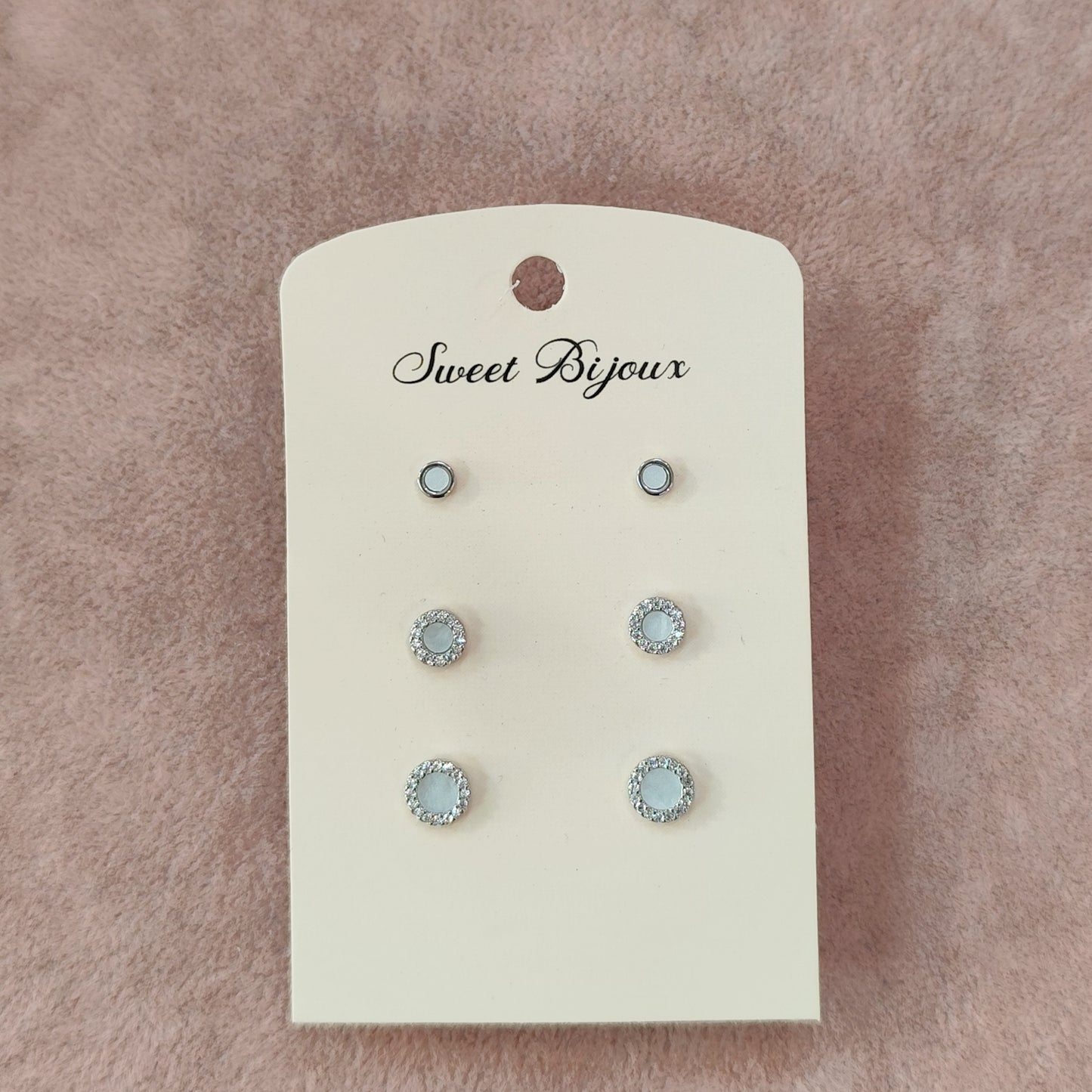 Brinco 3 pares de zircônia madrepérola 1D656E2