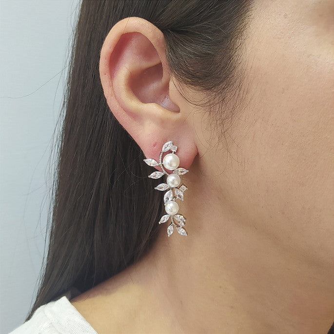 Brinco de zircônia com pérola 1AC8759