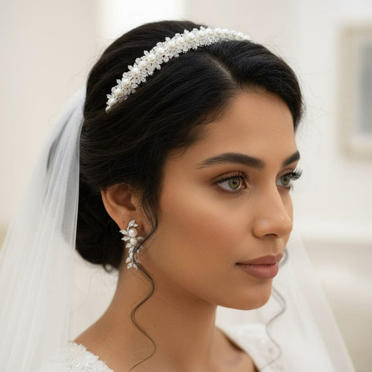 Tiara de zircônia com pérola 203249F