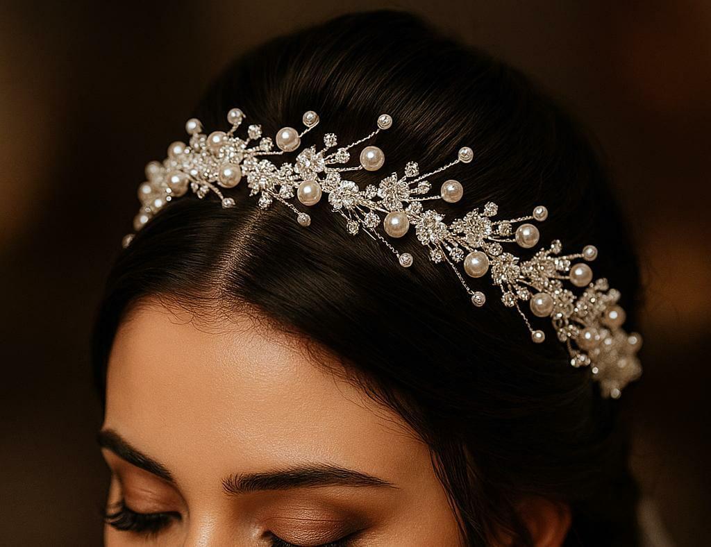 Tiara de pérola com zircônia 2032996