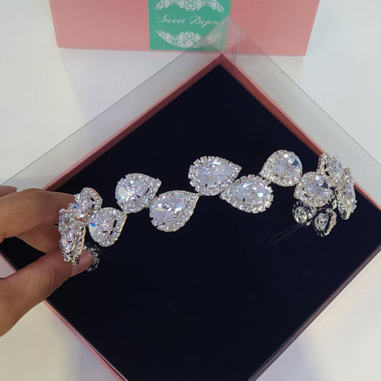 Tiara gota de noiva com zircônia match 1359D00