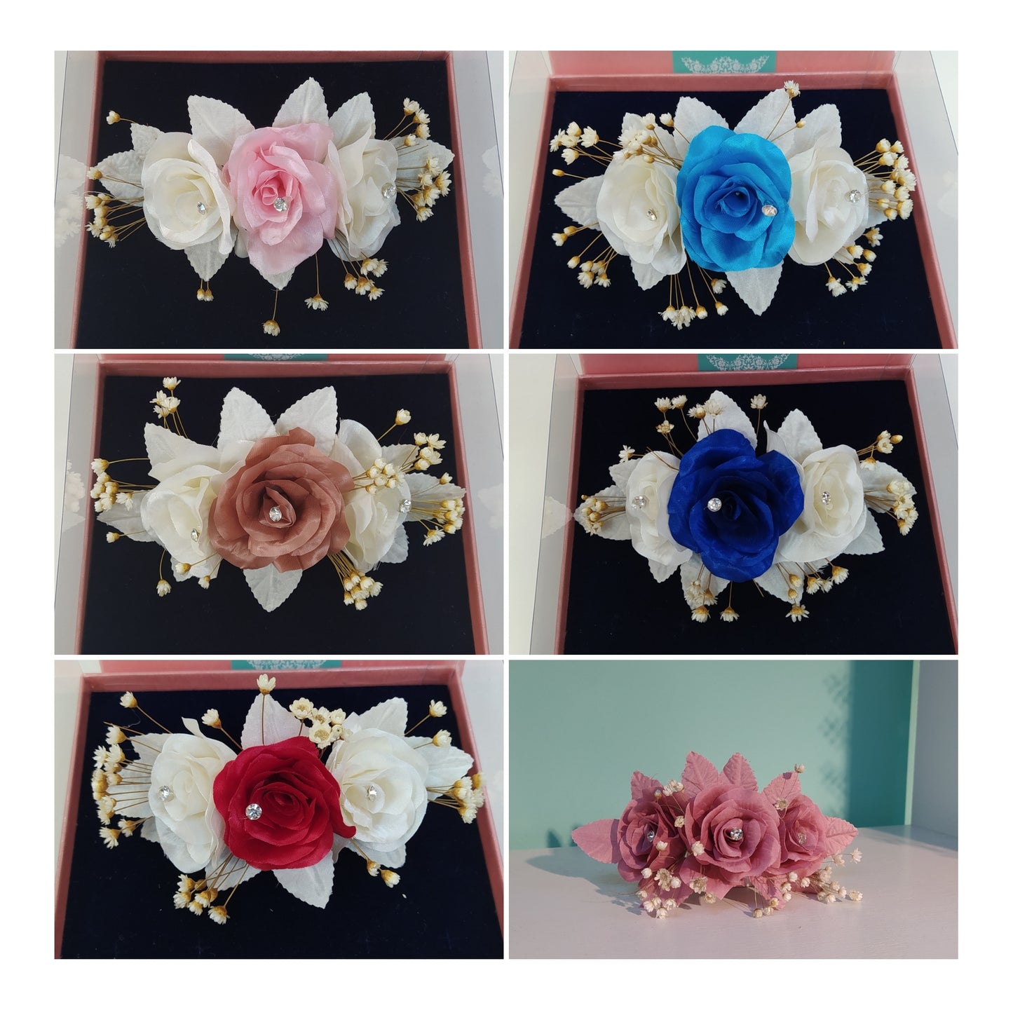 Arranjo de flor tafetá com cristais 13B5A6B