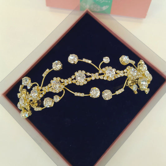 Tiara de noiva com cristais dourada 17B949B