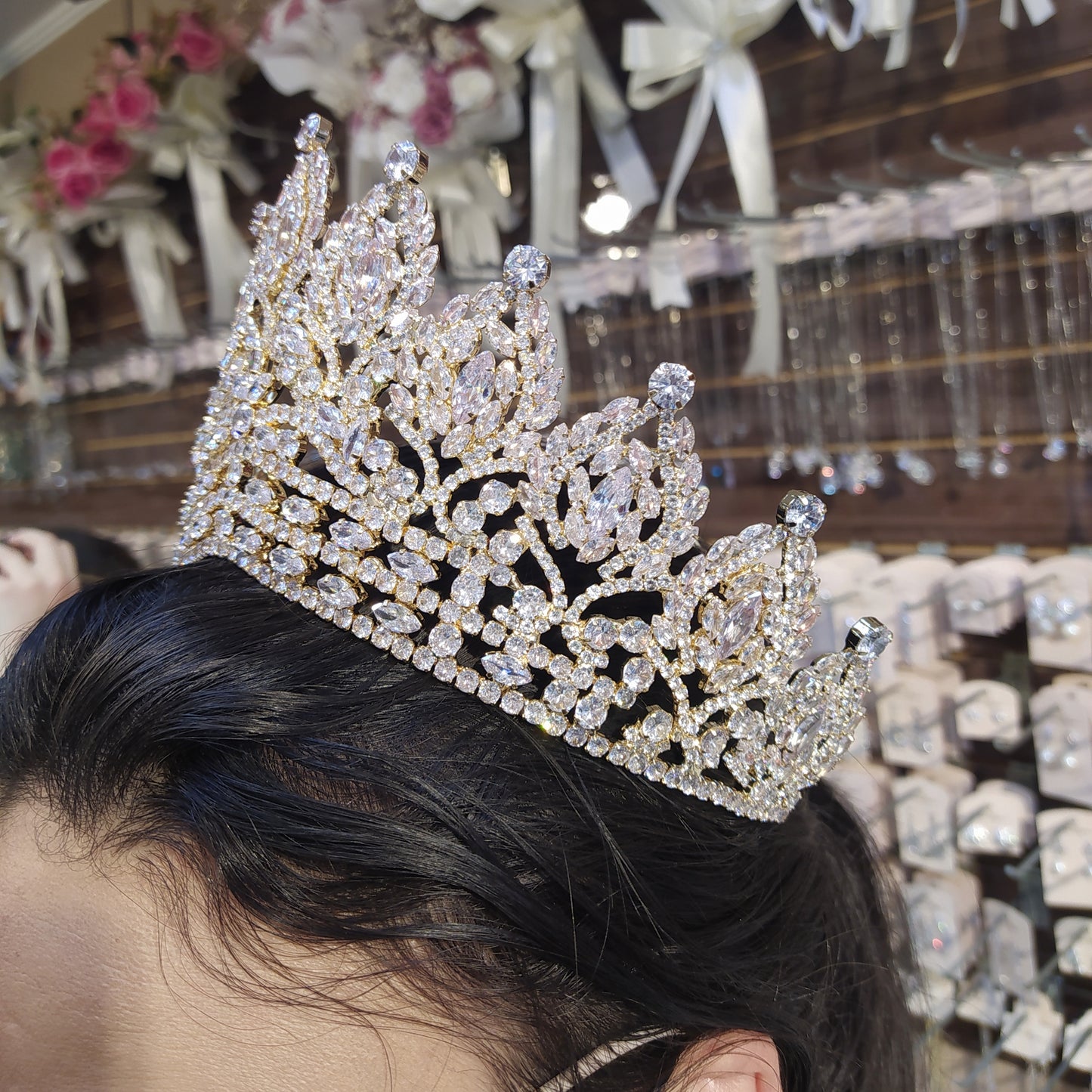 Coroa de miss e noiva dourada 1A4101B