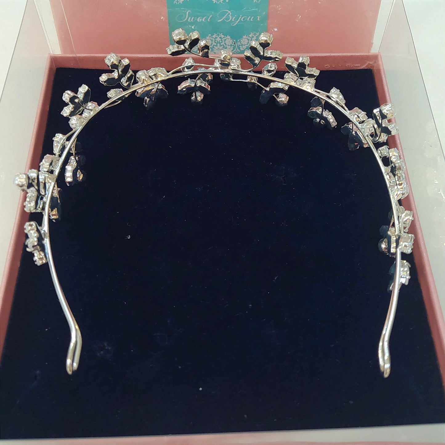 Tiara folhas de zircônia com pérola 1EB4815