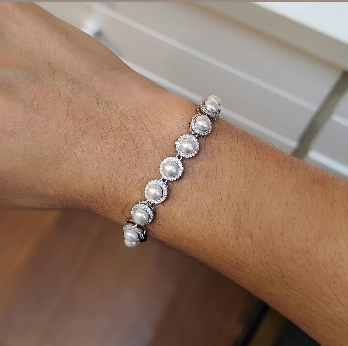 Pulseira de pérola com zircônia  1FA5C22