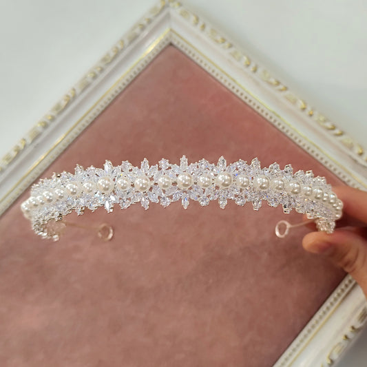Tiara de zircônia com pérola 203249F