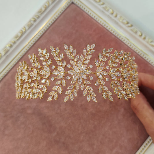 Tiara maleável de zircônia dourada 207E0BF