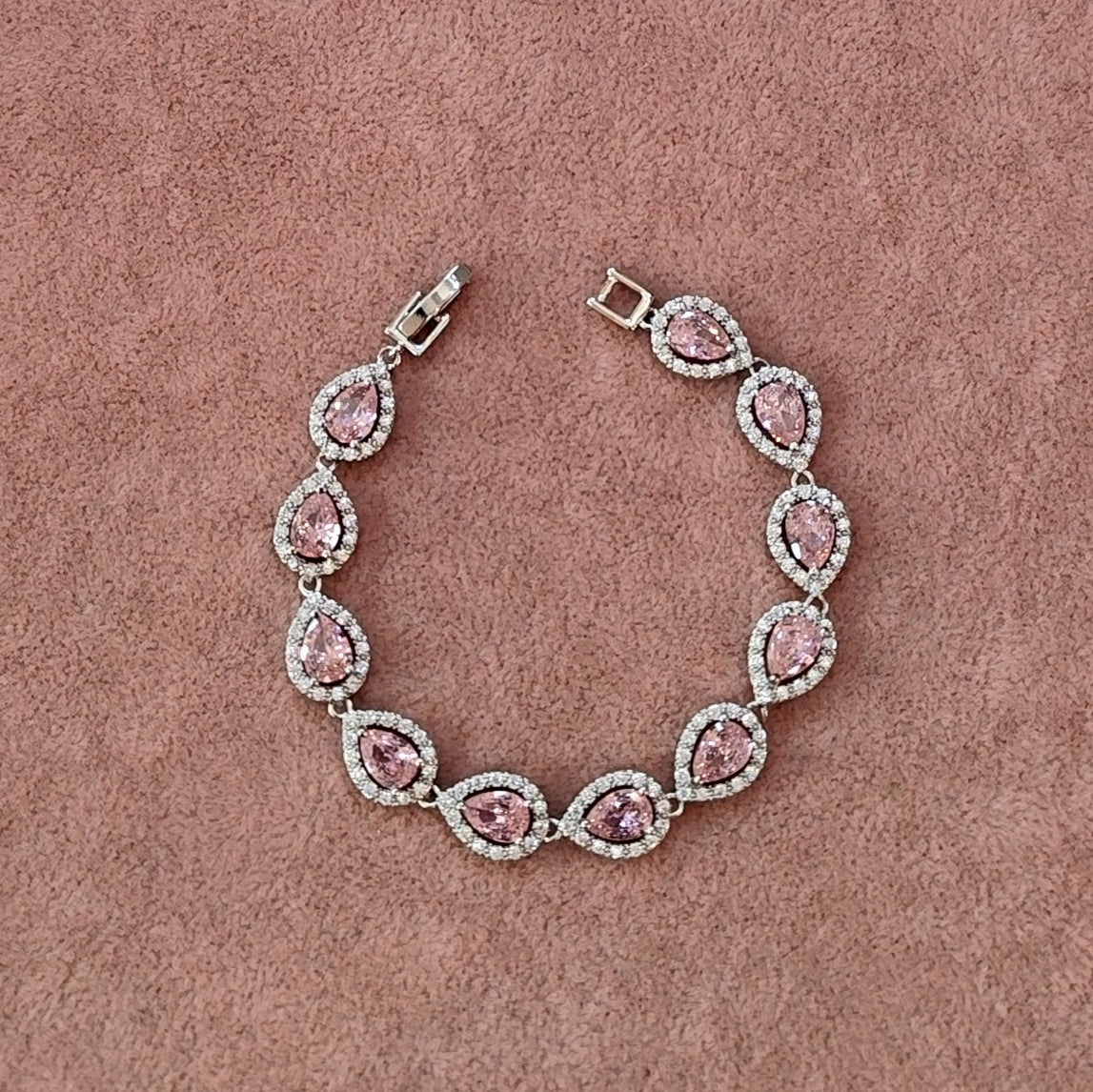 Pulseira gota de zircônia rosa 2083260