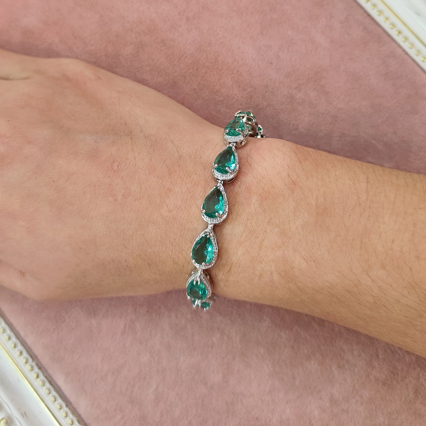 Pulseira gota de zircônia verde turmalina 207F6D8