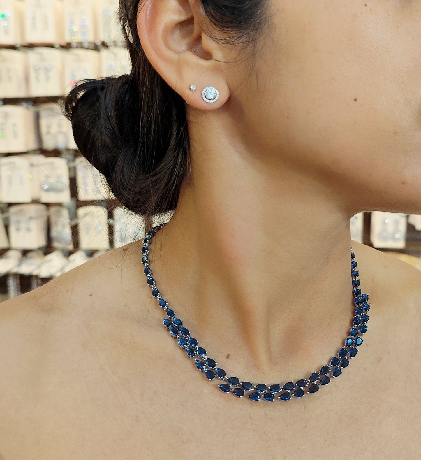Colar de zircônia azul 2075DEB