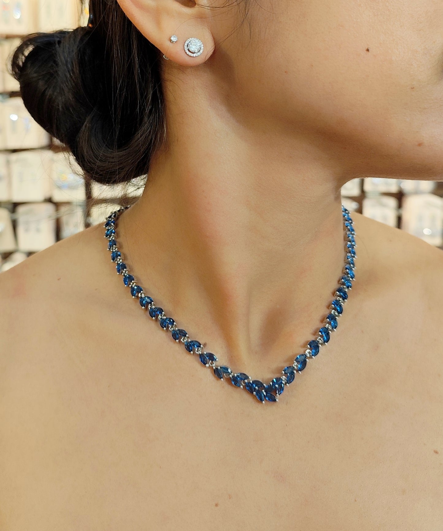 Colar de zircônia azul 2075E1A