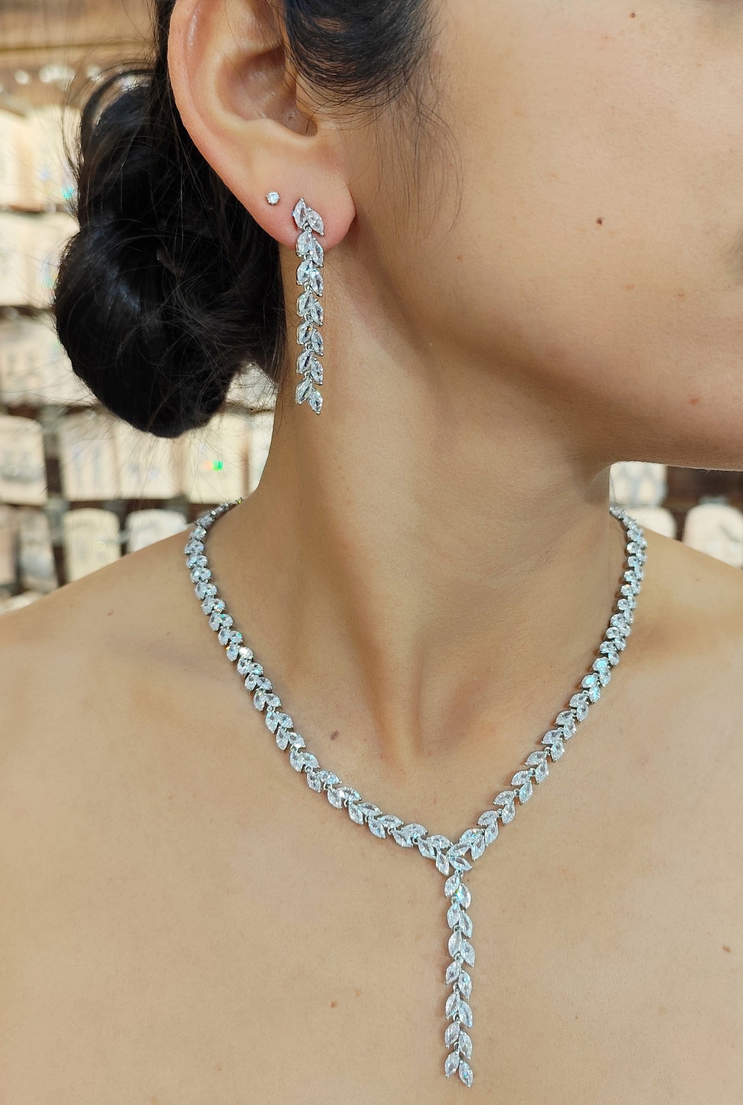 Conjunto brinco e colar de zircônia 137EC38