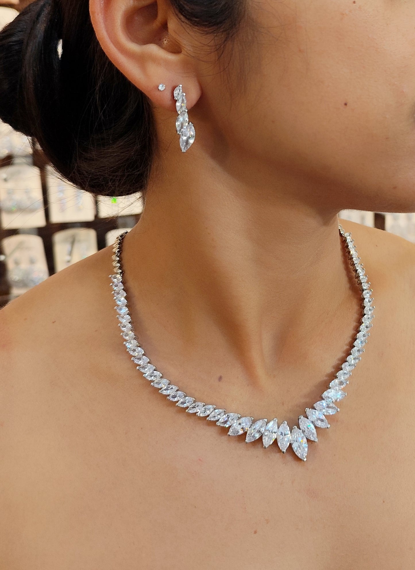 Conjunto colar e brinco de zircônia 20732E9