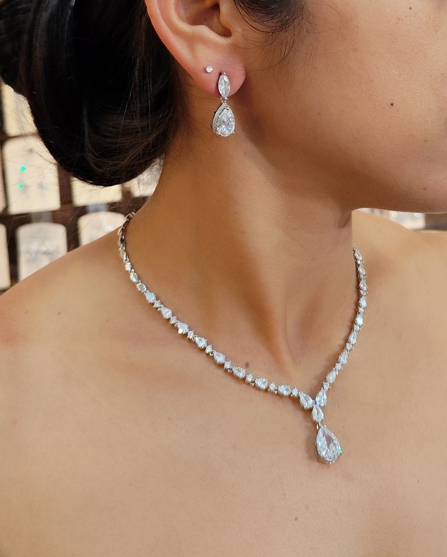 Conjunto colar e brinco de zircônia 206F648