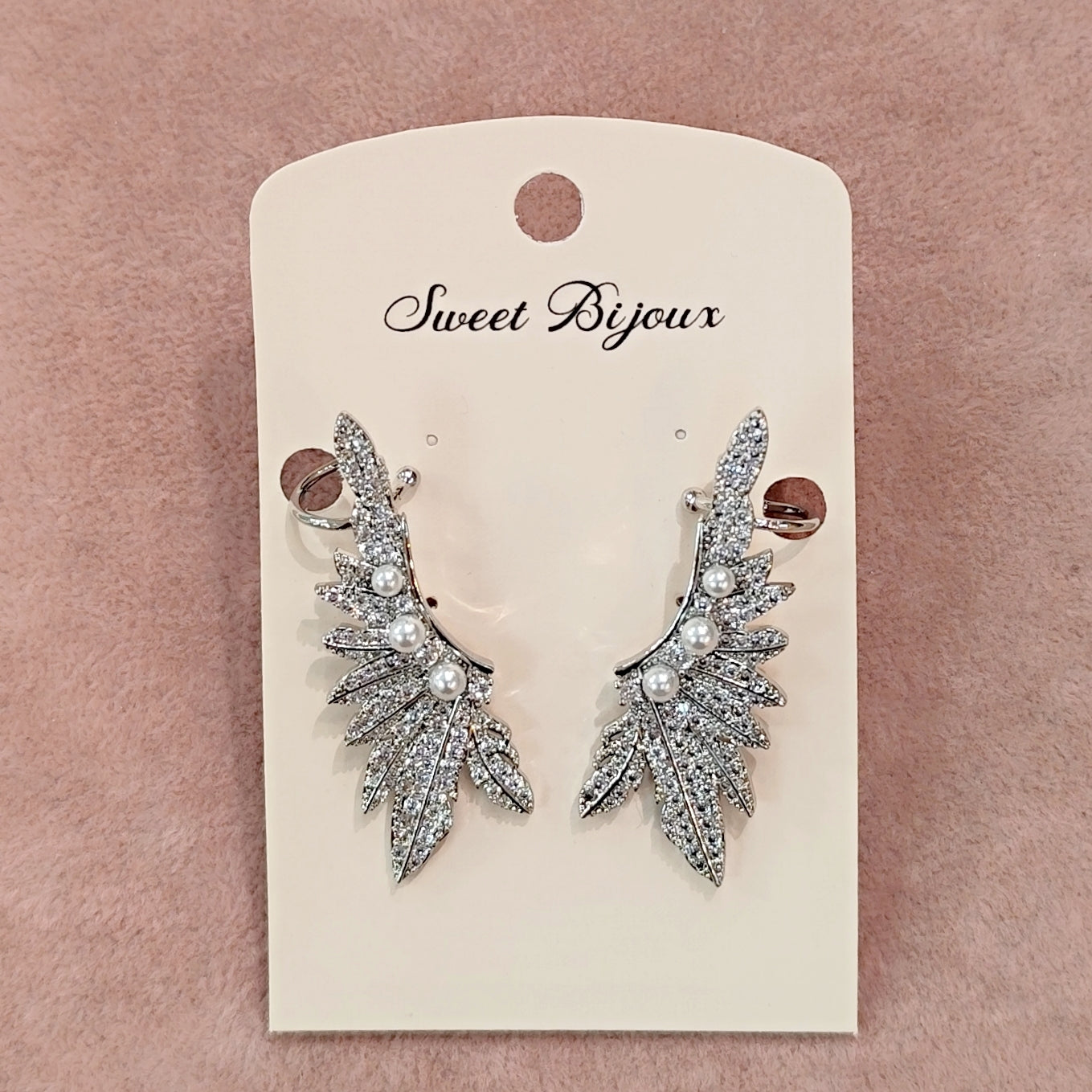 Brinco earcuff de zircônia com pérola 20AACD1