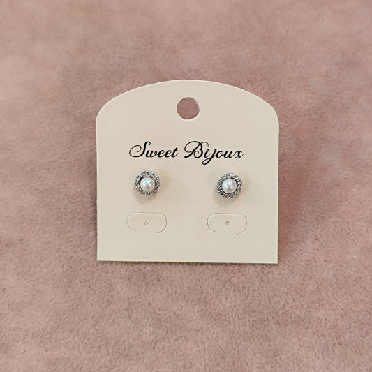 Brinco de pérola com zircônia P 20AACF8