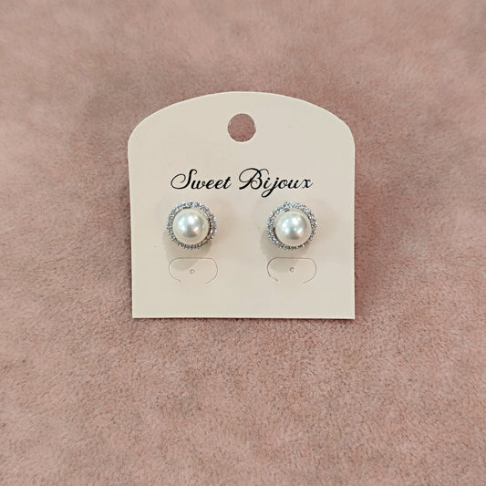 Brinco de pérola com zircônia G 20AC1D2