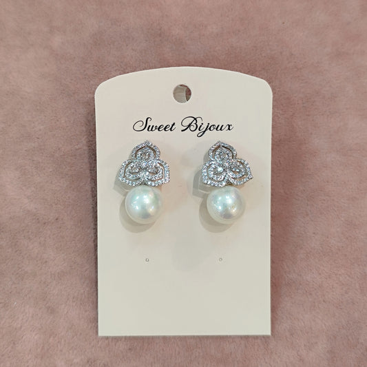 Brinco de pérola com zircônia 20ACD52