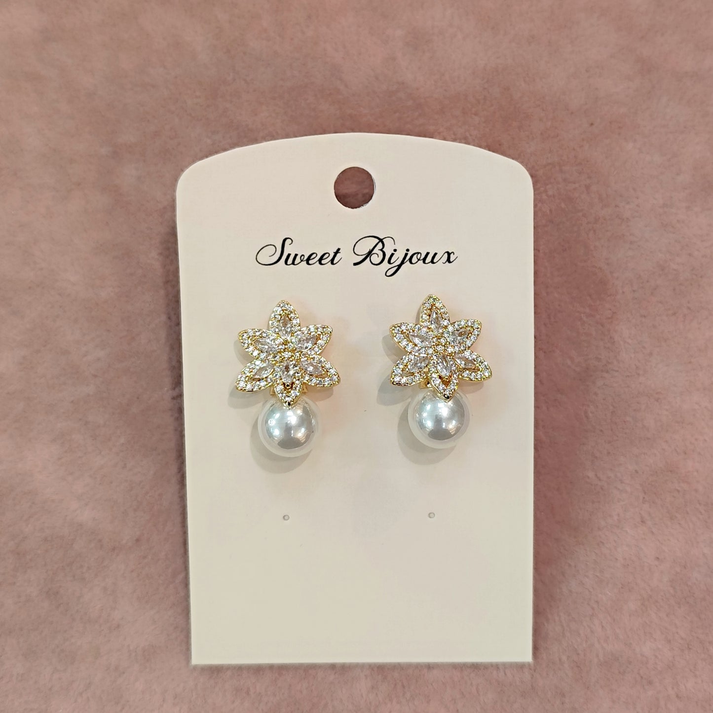 Brinco de pérola com zircônia 20ACF00