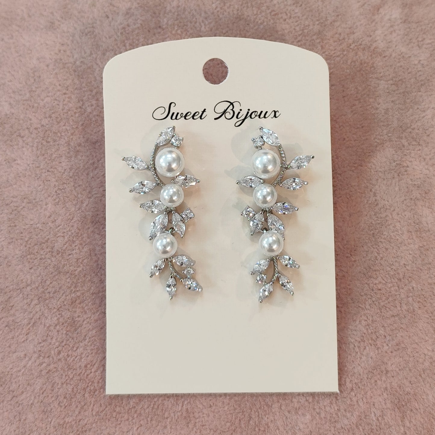 Brinco de zircônia com pérola 1AC8759