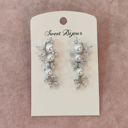 Brinco de zircônia com pérola 1AC8759