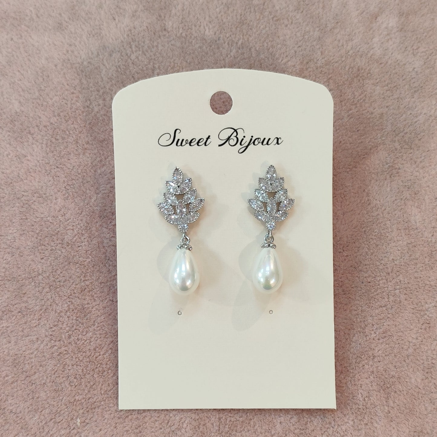 Brinco pérola com zircônia 17CF6CF