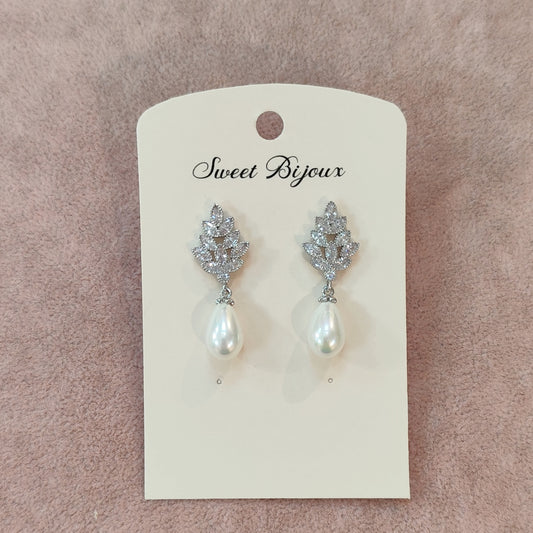 Brinco pérola com zircônia 17CF6CF