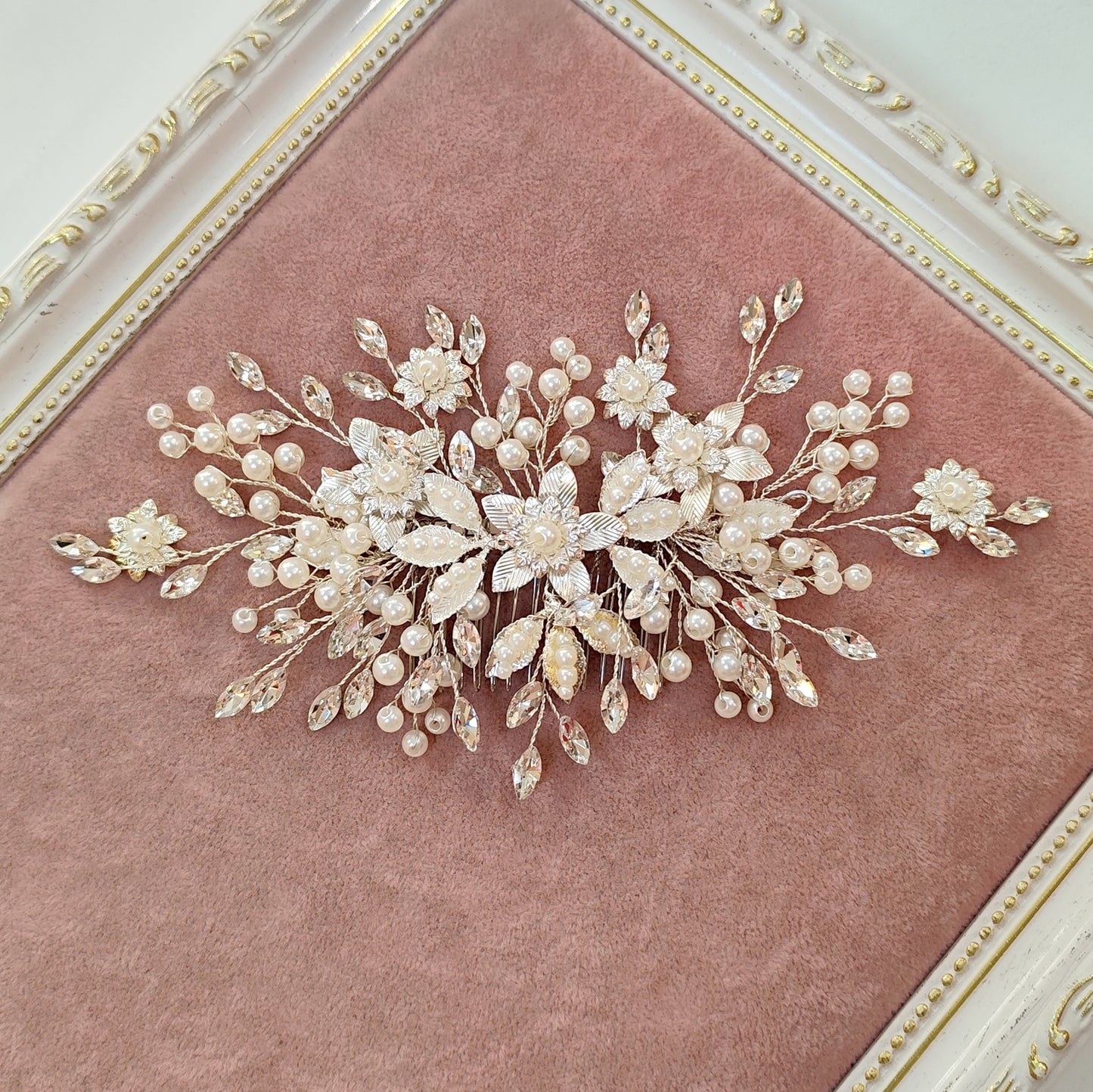 Arranjo de noiva com cristais e pérola 1942BDC