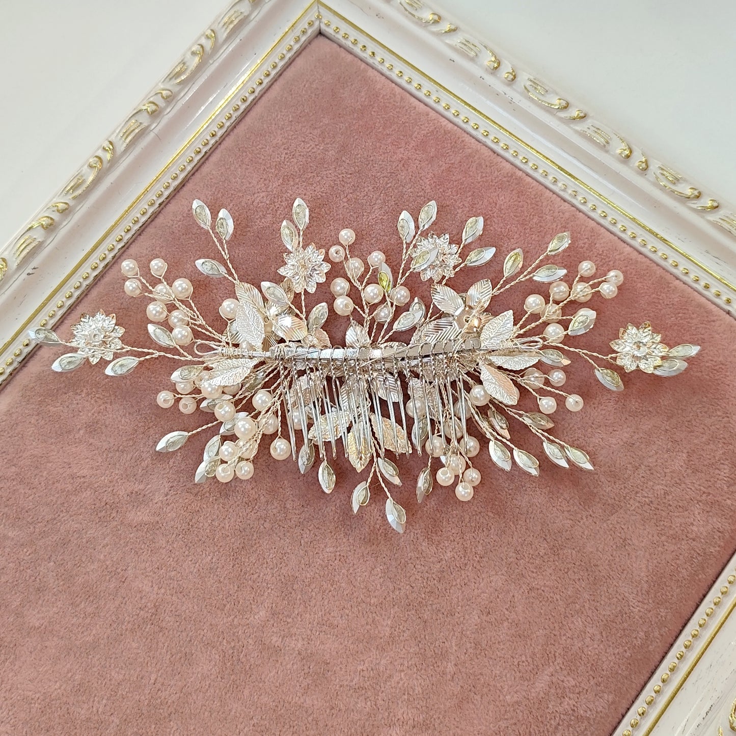 Arranjo de noiva com cristais e pérola 1942BDC