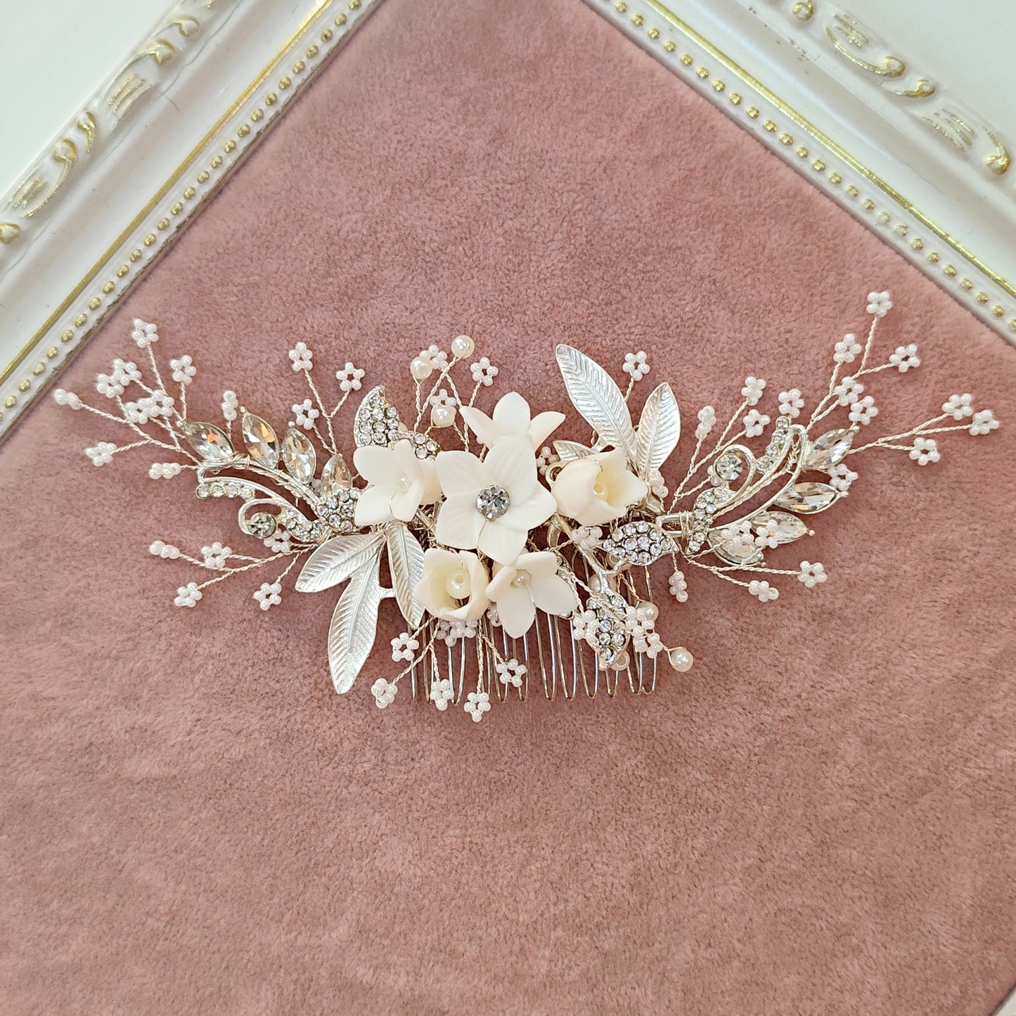 Arranjo de noiva com cristais e pérola 167997A