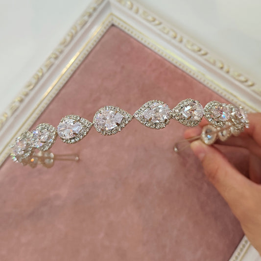 Tiara gota de noiva com zircônia clássica 12D539A