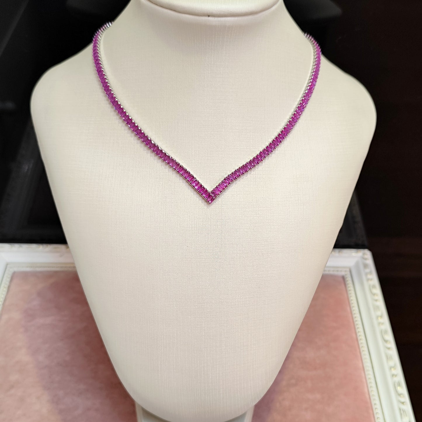 Colar de zircônia pink 2129642