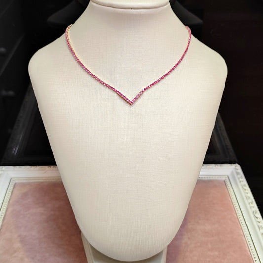 Colar de zircônia pink com dourado 212A354