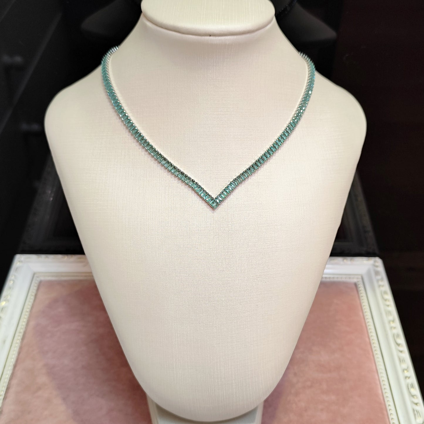 Colar de zircônia verde turmalina 212A33C